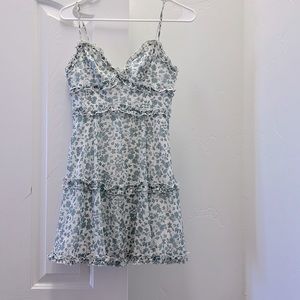 white with light blue flowers